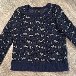 Athleta Hawthorne Extra Fine Merino Wool Blend Sweater Blue Gray Fair Isle Small